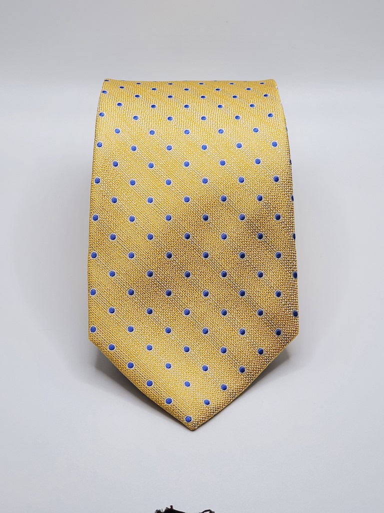 Bruno Piatelli Yellow and Royal Blue Polkadot Tie – Danlin Custom Clothing
